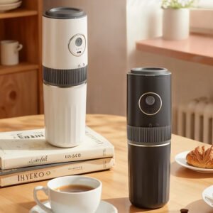 09 2-In-1 Mini Portable Coffee Maker with Built-In Grinder
