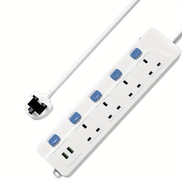 125440bd899b41b899b919c26bfa5976-goods.jpeg Available Stock of a 4-Way Extension Lead Featuring 2 USB Ports And Individual Switches for Each Socket