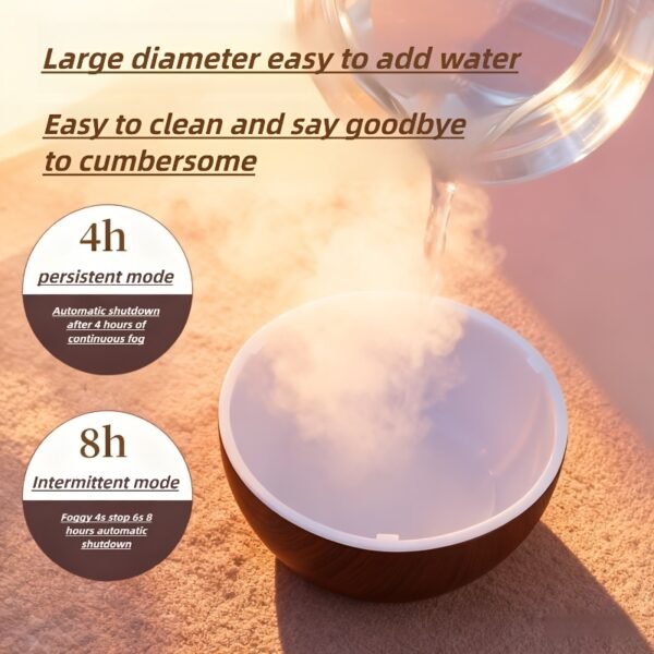 USB Mini Wood Grain Round Hollow 7-Color Ball Aroma Diffuser Humidifier