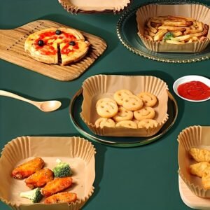 50PCS Non-Stick Air Fryer Liners - Square Paper Liners for Baking