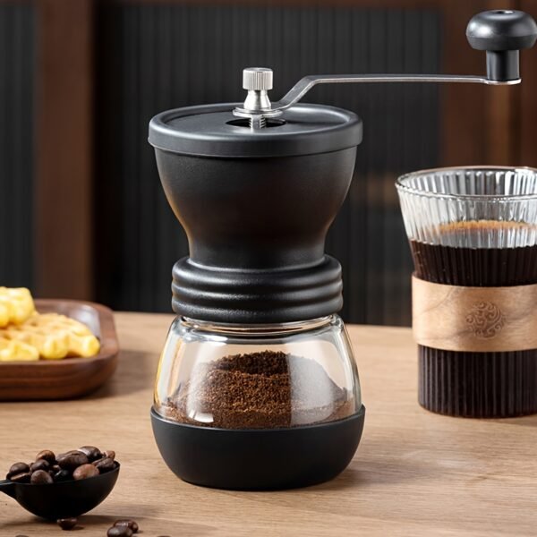 6fdda752-8f8a-4931-aedc-c4f9abb8ed7b.jpg 1pc Simple Black Practical Round Handheld Manual Coffee Grinder