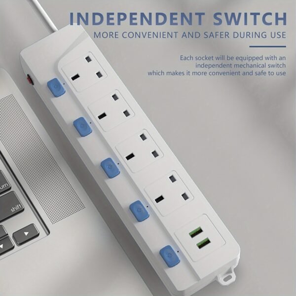 9a63f93a40b148e8bb0968623ef7287f-goods.jpeg Available Stock of a 4-Way Extension Lead Featuring 2 USB Ports And Individual Switches for Each Socket