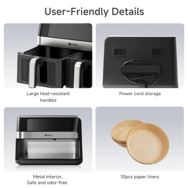 10L Dual-Basket Air Fryer (Transparent Window + LCD Display)