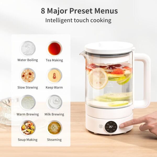 bc12ccfd-23b9-4684-b6de-c3740bb70db6.jpg 1.5L Multi-Function Health Kettle with 24-Hour Timer & Water Bath Stewing