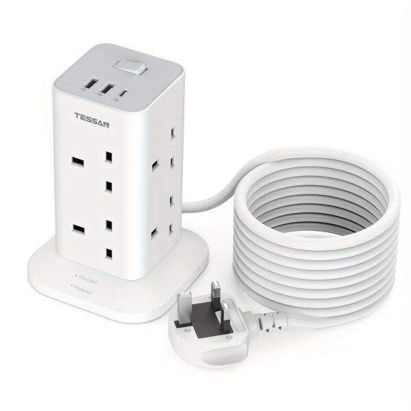 5M Tower Extension Lead Featuring 2 USB-A And 1 USB-C