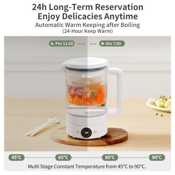 fee92e5b-8ebd-4046-92e0-114bc5db5f9f.jpg 1.5L Multi-Function Health Kettle with 24-Hour Timer & Water Bath Stewing